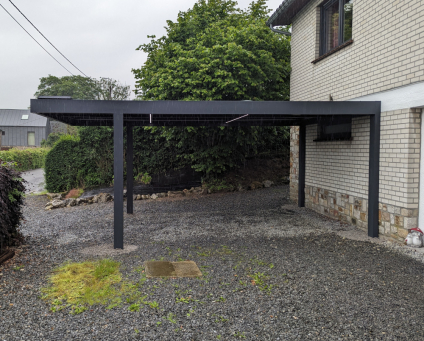 Installation d'un carport IZICAR (avec éclairage autonome) à Olne