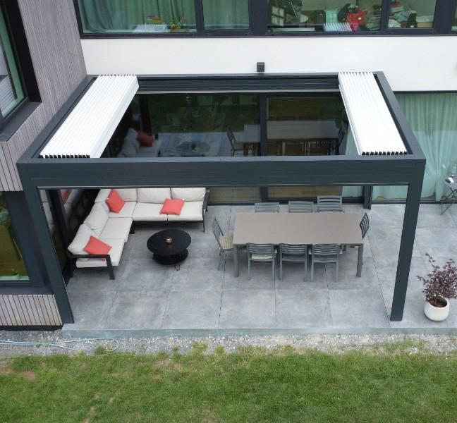 Installation d'une pergola réctrable (modèle OPEN R2) à Arlon